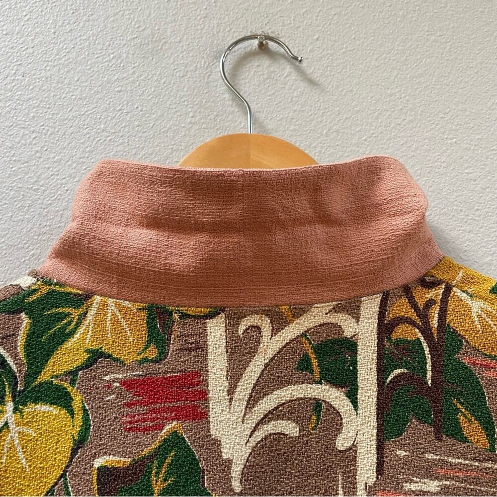 Vintage 60's 70's Unique Cropped Brown Floral Tapestry Jacket, Women's Small - Picture 6 of 9